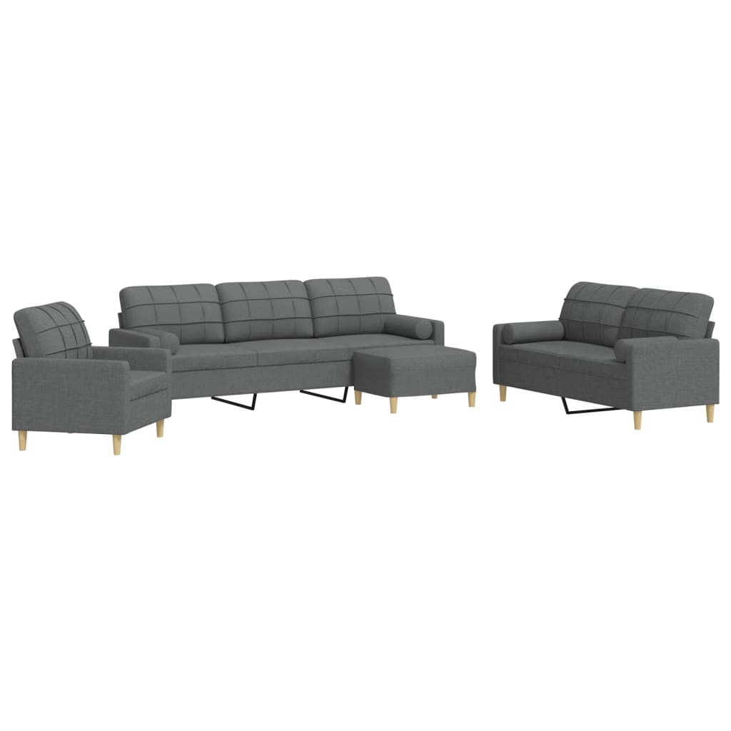 4-delige Loungeset met voetenbank en kussens stof donkergrijs is nu te koop bij PeponiXL, paradijselijk wonen!
