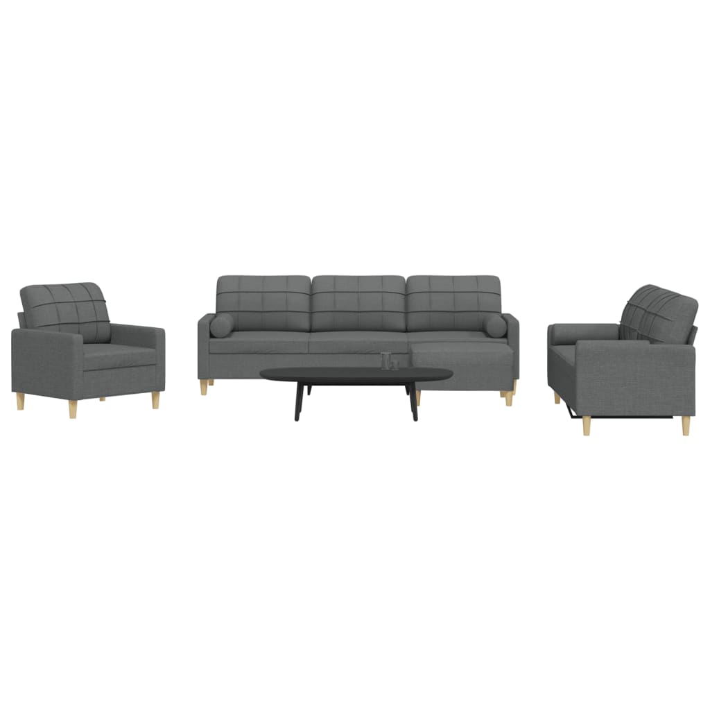 4-delige Loungeset met voetenbank en kussens stof donkergrijs is nu te koop bij PeponiXL, paradijselijk wonen!