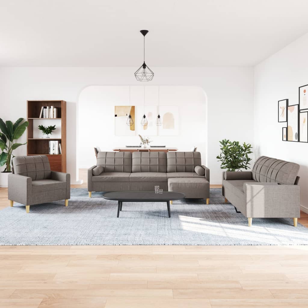 4-delige Loungeset met voetenbank en kussens stof taupe is nu te koop bij PeponiXL, paradijselijk wonen!