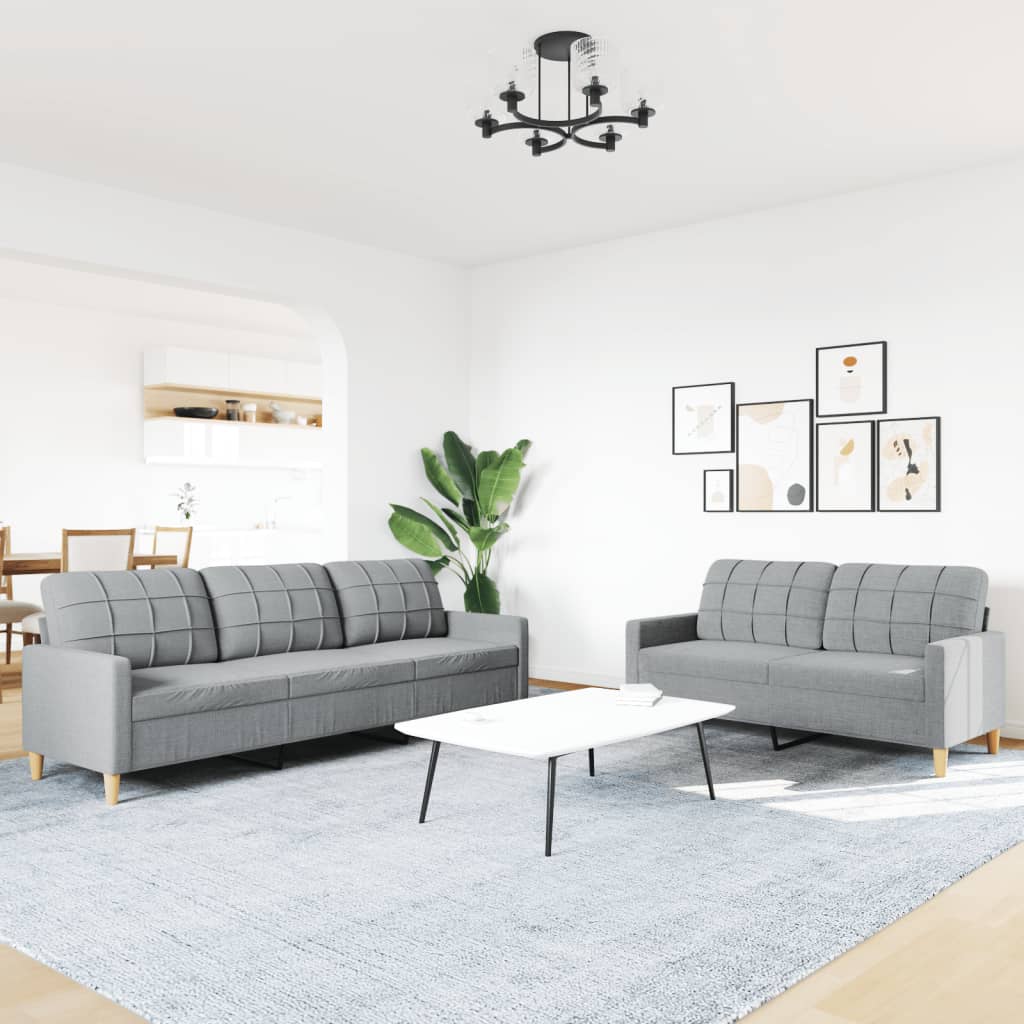 2-delige Loungeset stof lichtgrijs is nu te koop bij PeponiXL, paradijselijk wonen!