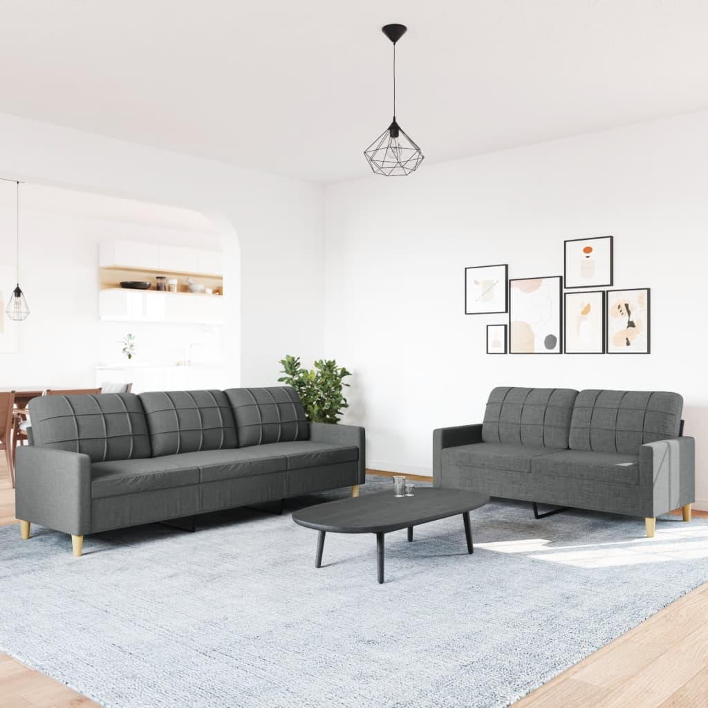 2-delige Loungeset stof donkergrijs is nu te koop bij PeponiXL, paradijselijk wonen!