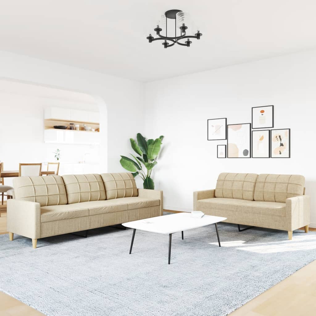 2-delige Loungeset stof crèmekleurig is nu te koop bij PeponiXL, paradijselijk wonen!