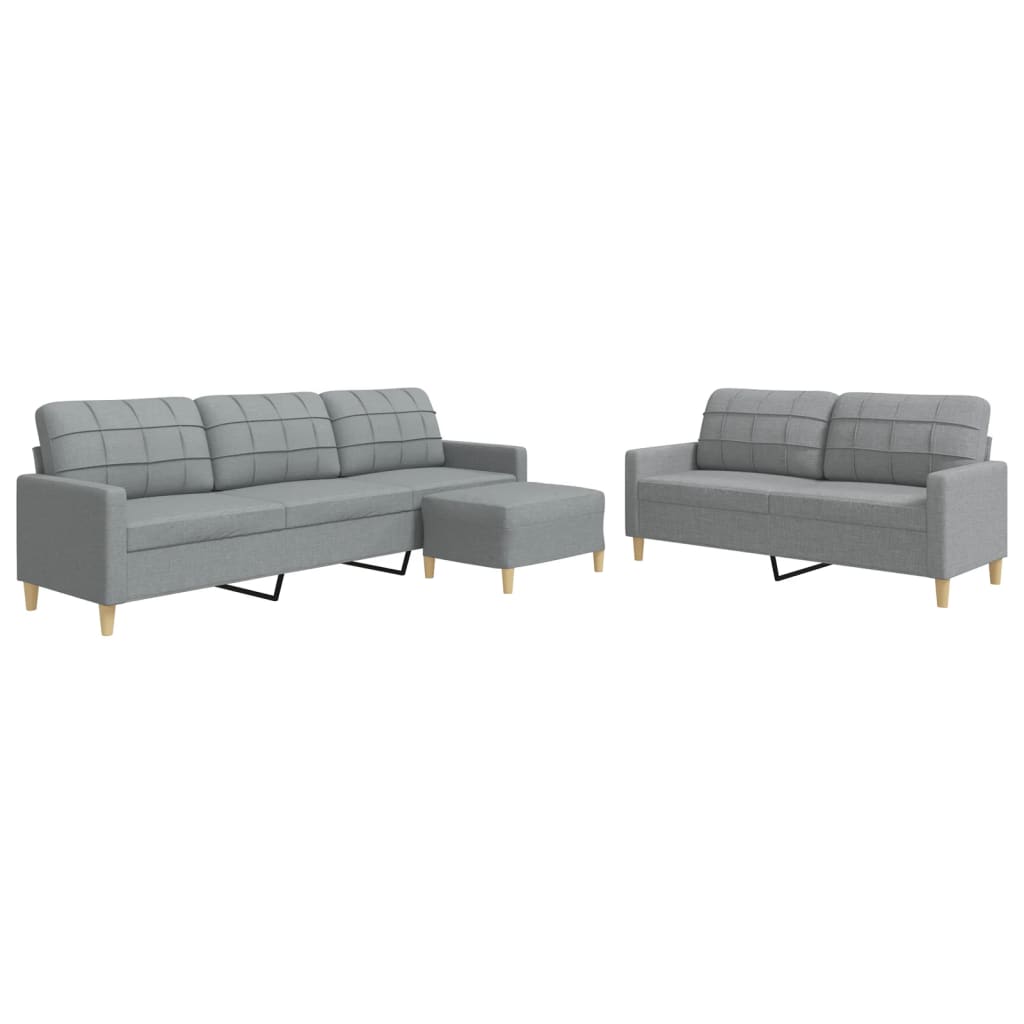 3-delige Loungeset met voetenbank stof lichtgrijs is nu te koop bij PeponiXL, paradijselijk wonen!