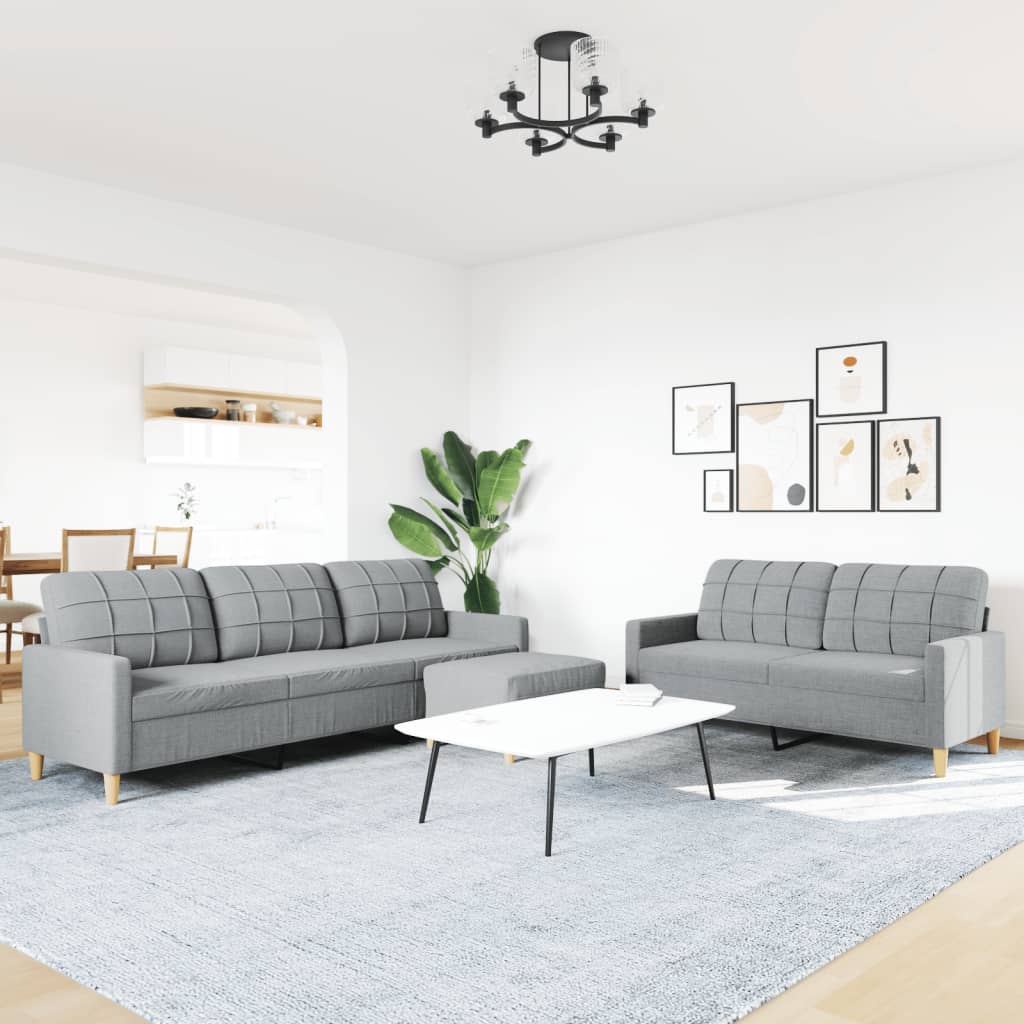 3-delige Loungeset met voetenbank stof lichtgrijs is nu te koop bij PeponiXL, paradijselijk wonen!