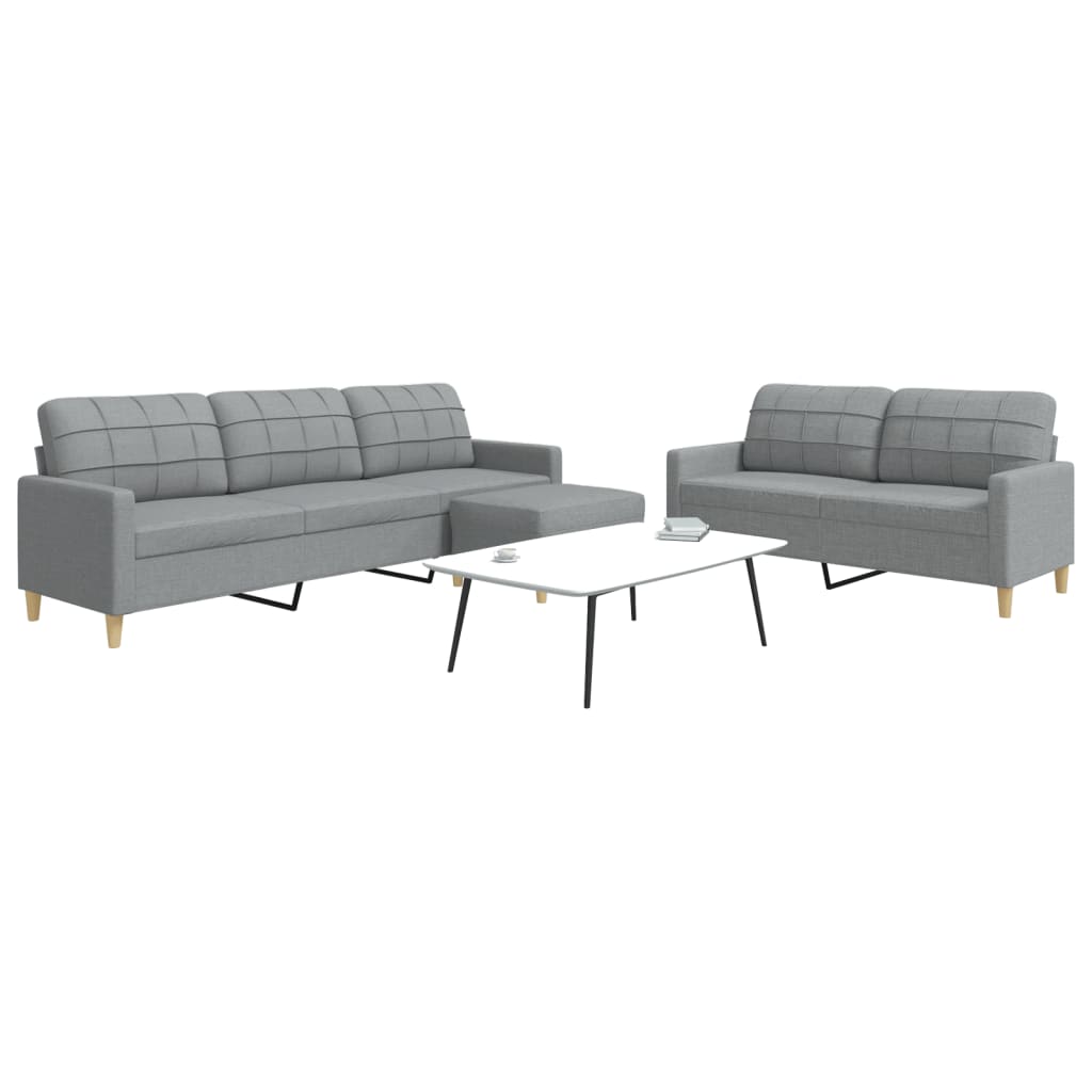 3-delige Loungeset met voetenbank stof lichtgrijs is nu te koop bij PeponiXL, paradijselijk wonen!