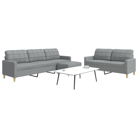 3-delige Loungeset met voetenbank stof lichtgrijs is nu te koop bij PeponiXL, paradijselijk wonen!