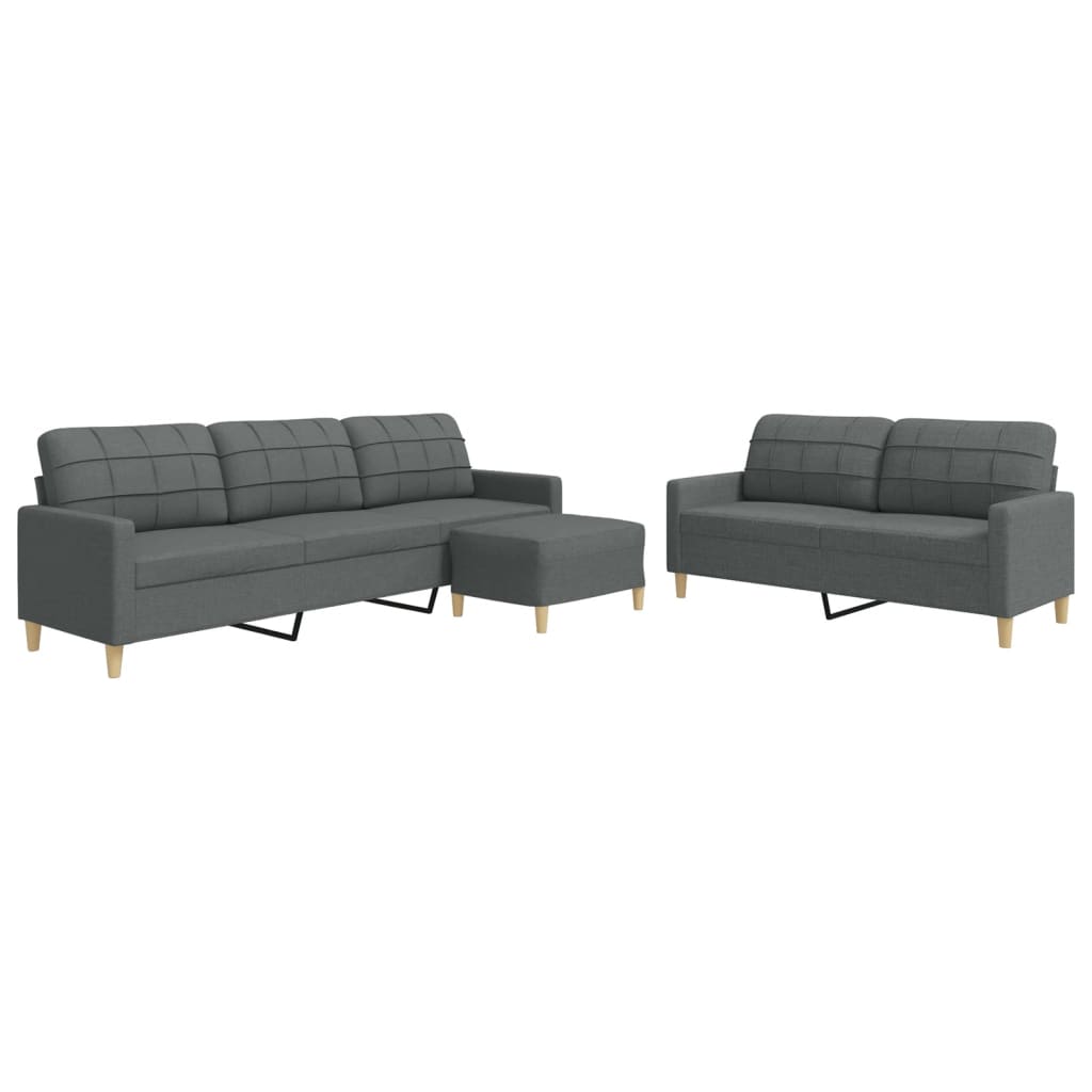 3-delige Loungeset met voetenbank stof donkergrijs is nu te koop bij PeponiXL, paradijselijk wonen!
