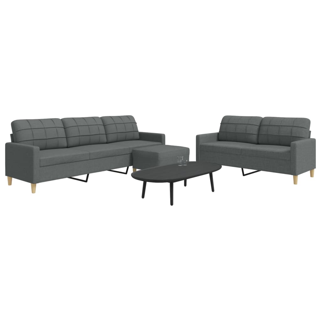 3-delige Loungeset met voetenbank stof donkergrijs is nu te koop bij PeponiXL, paradijselijk wonen!
