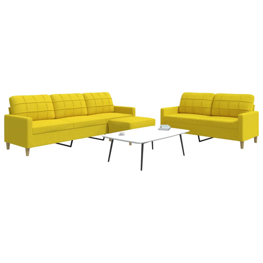 3-delige Loungeset met voetenbank stof lichtgeel is nu te koop bij PeponiXL, paradijselijk wonen!