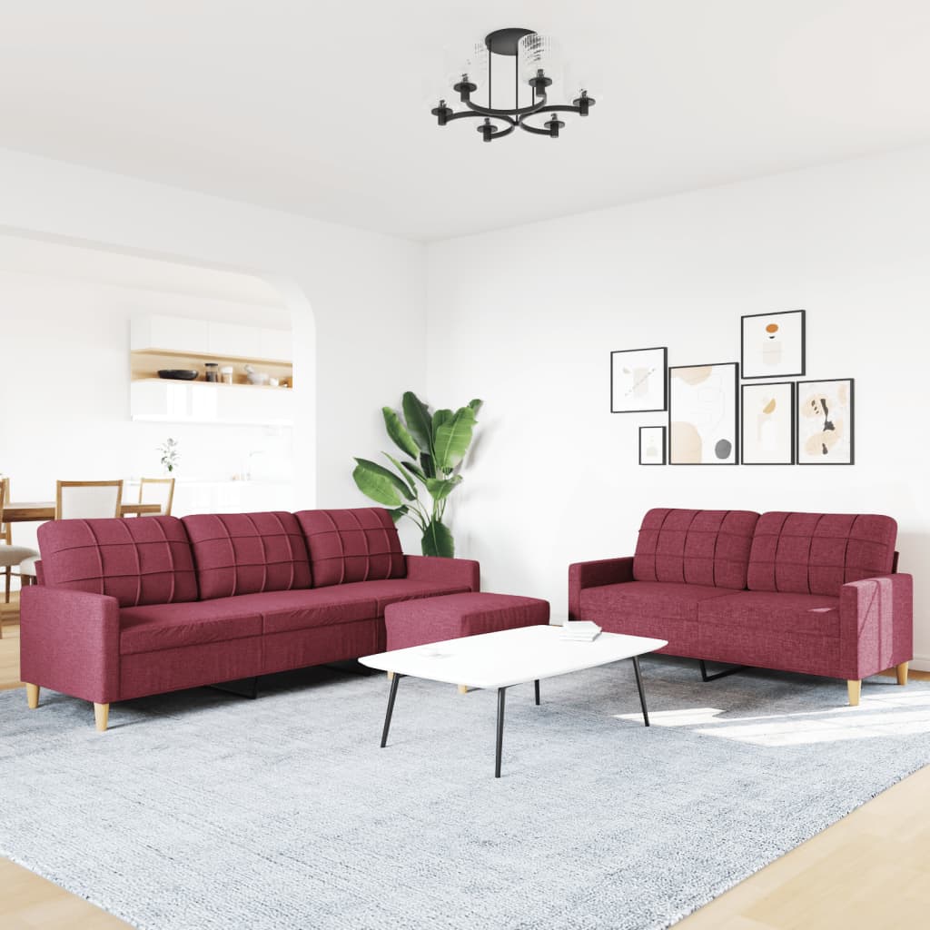 3-delige Loungeset met voetenbank stof wijnrood is nu te koop bij PeponiXL, paradijselijk wonen!