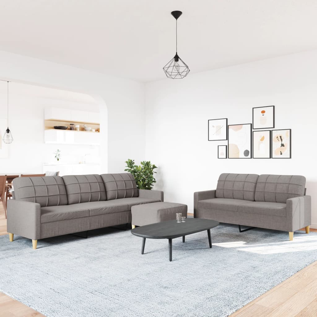 3-delige Loungeset met voetenbank stof taupe is nu te koop bij PeponiXL, paradijselijk wonen!