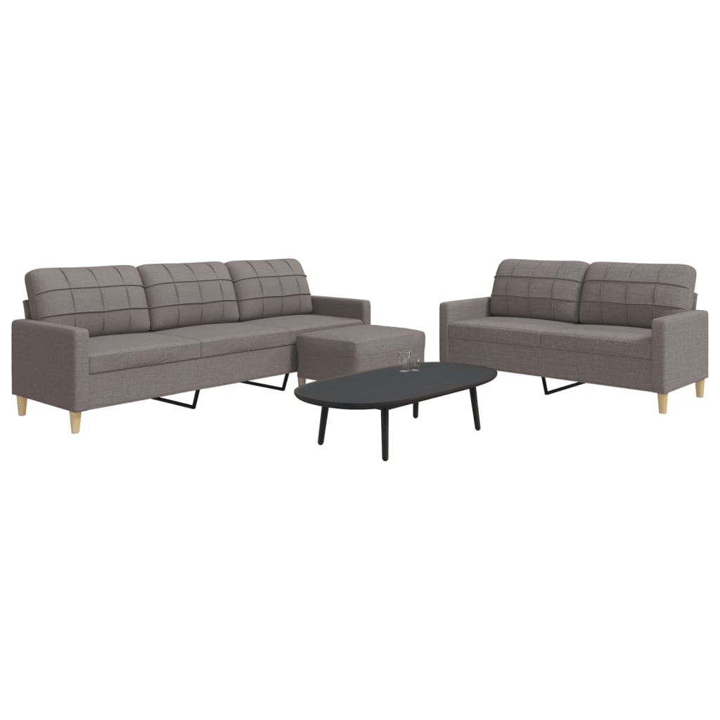 3-delige Loungeset met voetenbank stof taupe is nu te koop bij PeponiXL, paradijselijk wonen!