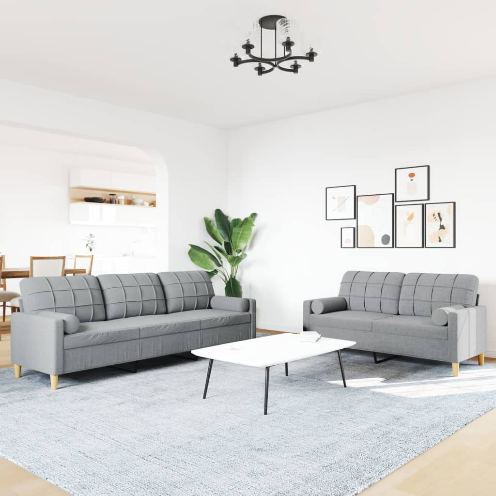 2-delige Loungeset met sierkussens stof lichtgrijs is nu te koop bij PeponiXL, paradijselijk wonen!