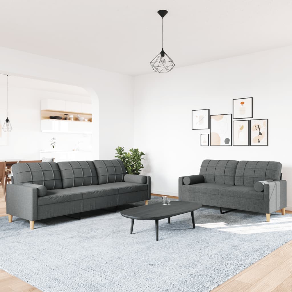 2-delige Loungeset met sierkussens stof donkergrijs is nu te koop bij PeponiXL, paradijselijk wonen!