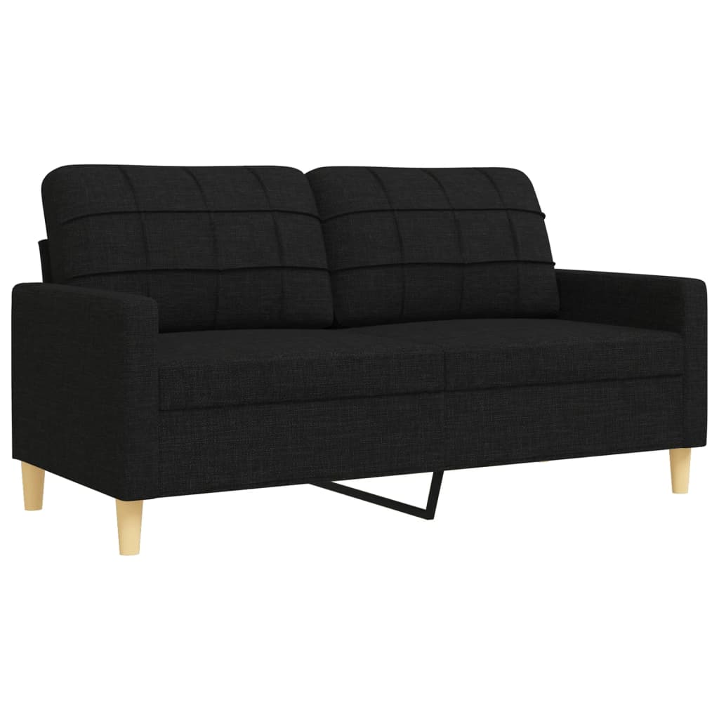 2-delige Loungeset met sierkussens stof zwart is nu te koop bij PeponiXL, paradijselijk wonen!