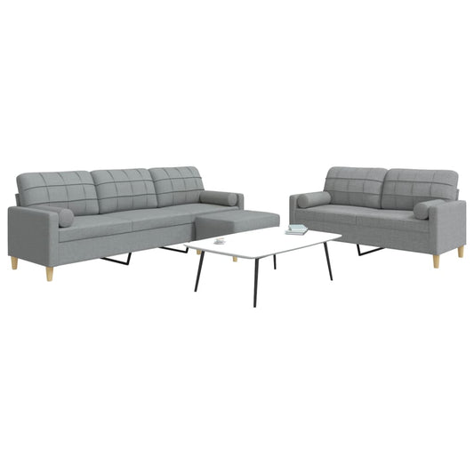 3-delige Loungeset met voetenbank en kussens stof lichtgrijs is nu te koop bij PeponiXL, paradijselijk wonen!