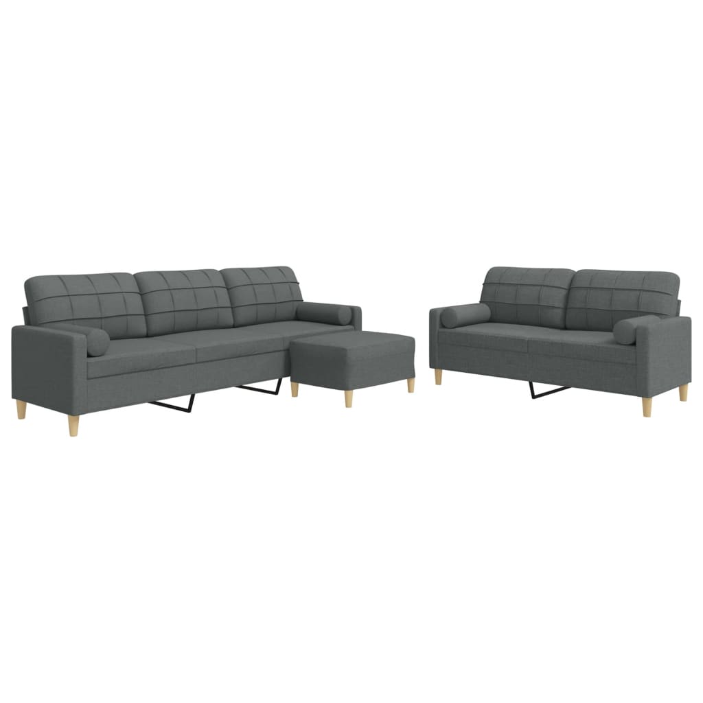 3-delige Loungeset met voetenbank en kussens stof donkergrijs is nu te koop bij PeponiXL, paradijselijk wonen!