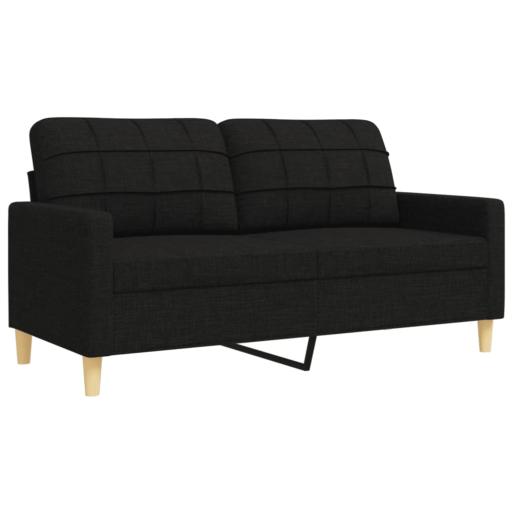 3-delige Loungeset met voetenbank en kussens stof zwart is nu te koop bij PeponiXL, paradijselijk wonen!