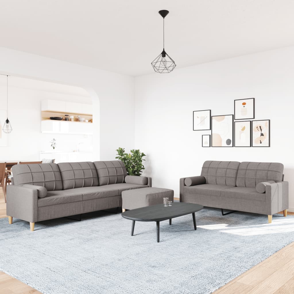 3-delige Loungeset met voetenbank en kussens stof taupe is nu te koop bij PeponiXL, paradijselijk wonen!