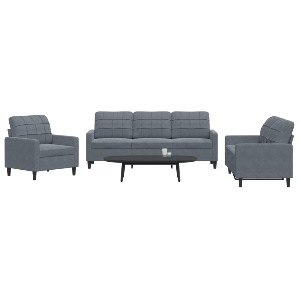 3-delige Loungeset met kussens fluweel donkergrijs is nu te koop bij PeponiXL, paradijselijk wonen!