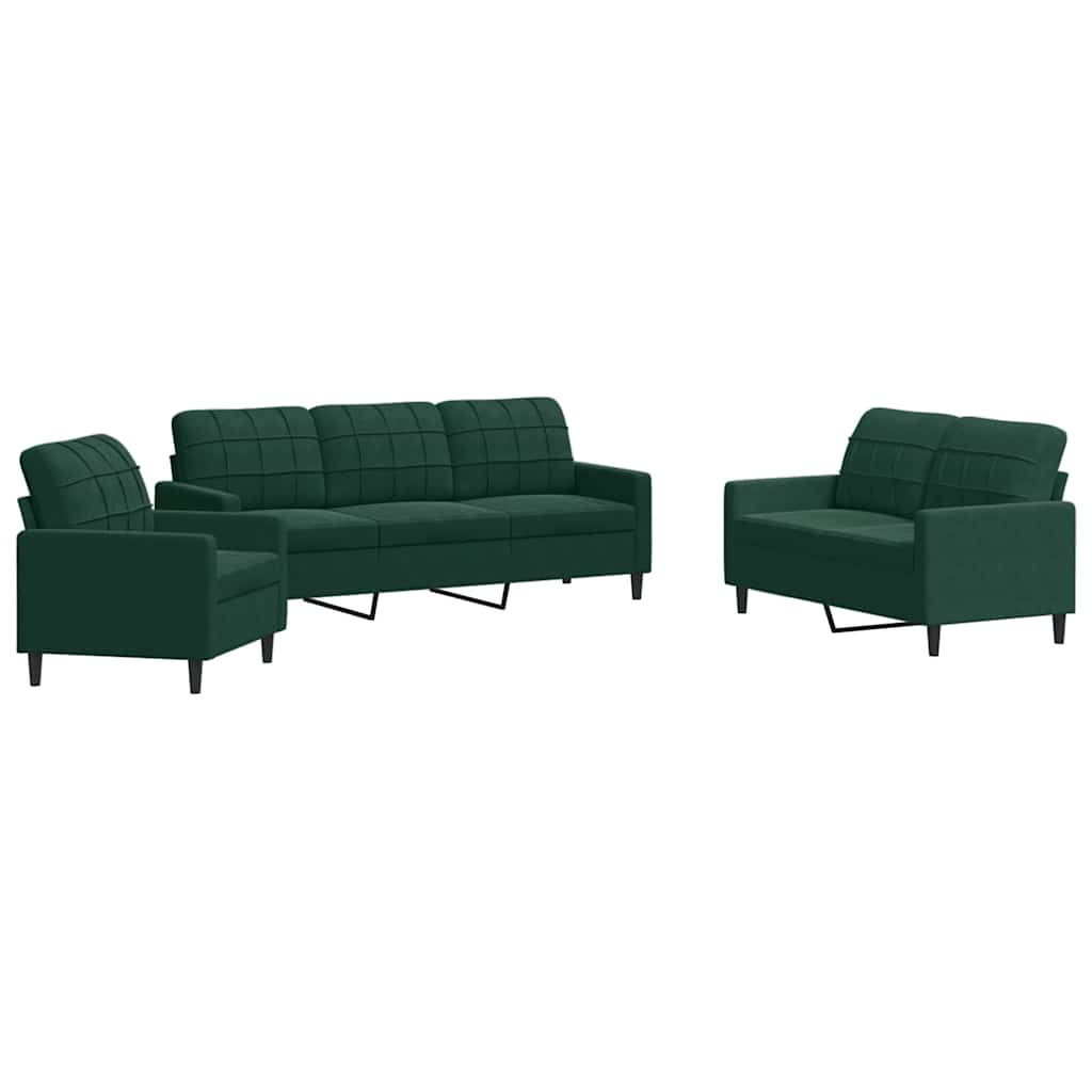 3-delige Loungeset met kussens fluweel donkergroen is nu te koop bij PeponiXL, paradijselijk wonen!