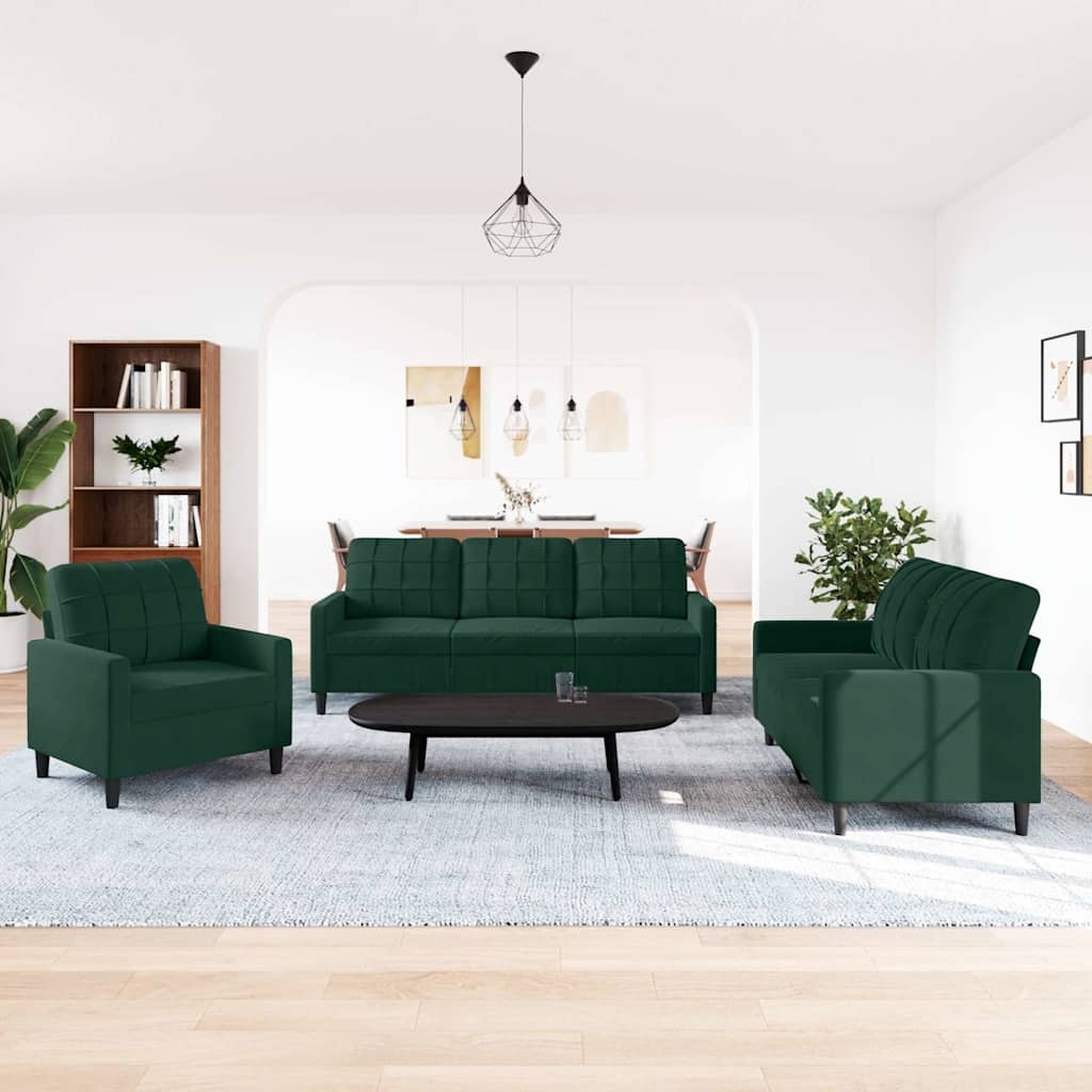 3-delige Loungeset met kussens fluweel donkergroen is nu te koop bij PeponiXL, paradijselijk wonen!