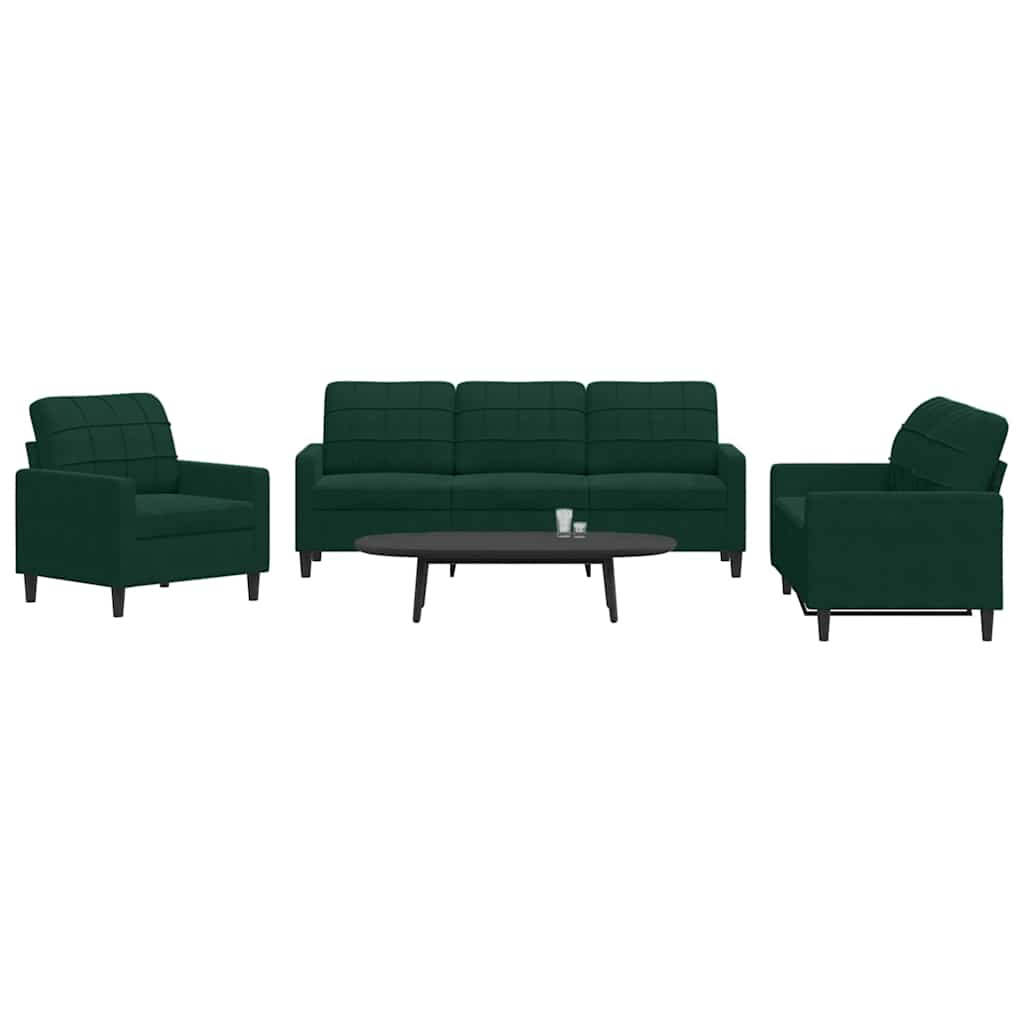 3-delige Loungeset met kussens fluweel donkergroen is nu te koop bij PeponiXL, paradijselijk wonen!