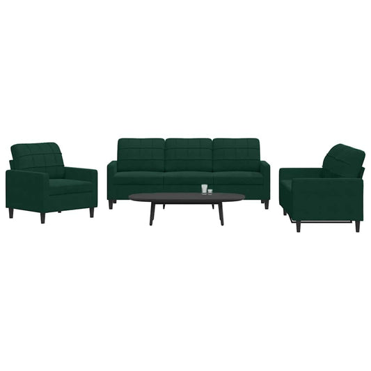3-delige Loungeset met kussens fluweel donkergroen is nu te koop bij PeponiXL, paradijselijk wonen!