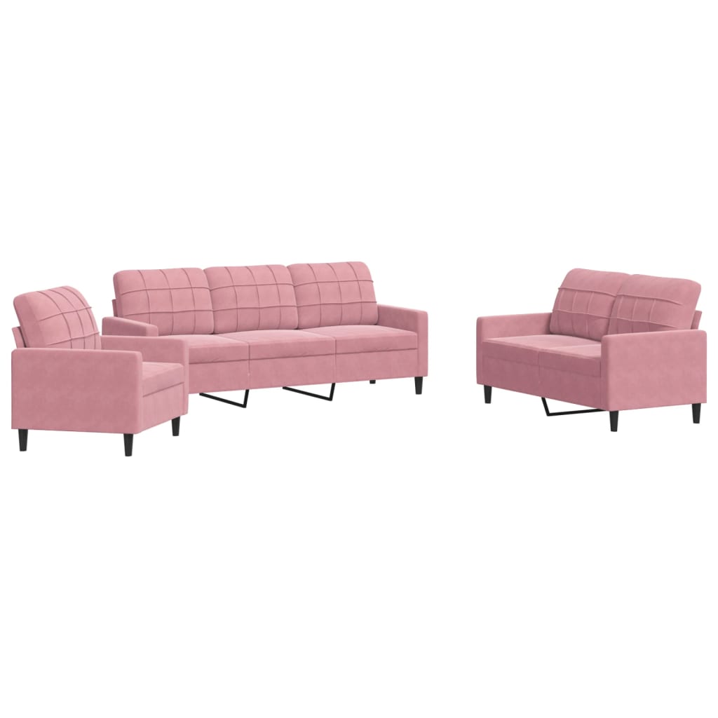 3-delige Loungeset met kussens fluweel roze is nu te koop bij PeponiXL, paradijselijk wonen!