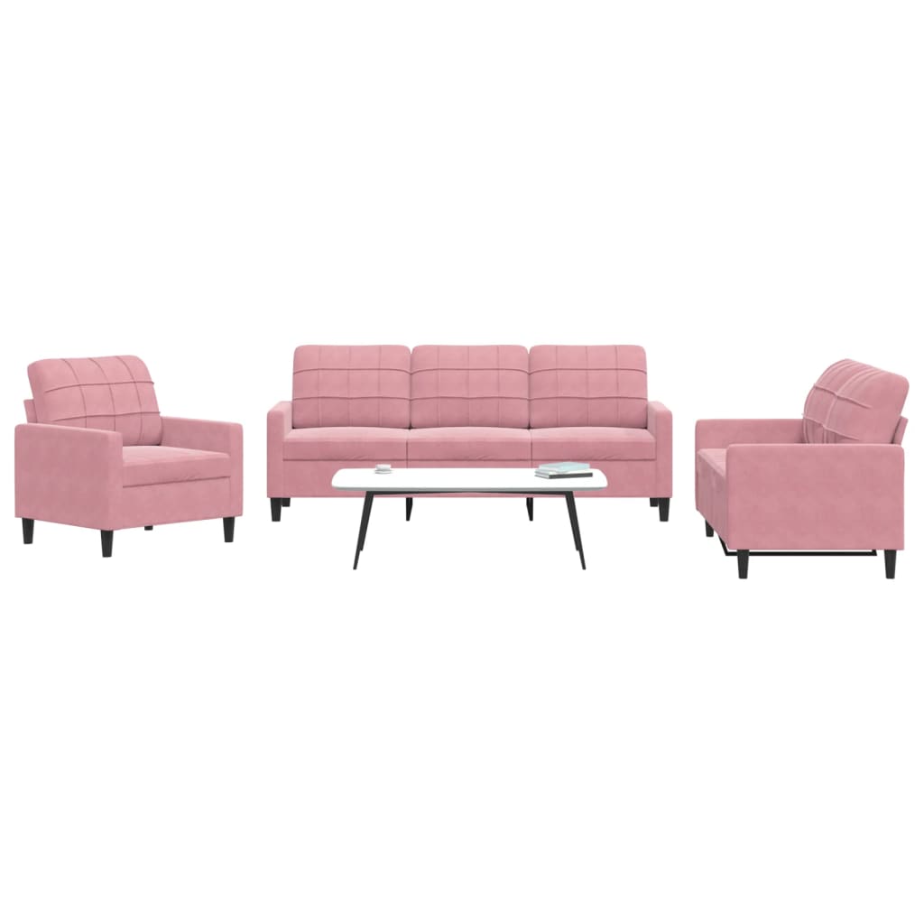 3-delige Loungeset met kussens fluweel roze is nu te koop bij PeponiXL, paradijselijk wonen!