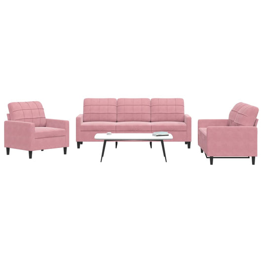 3-delige Loungeset met kussens fluweel roze is nu te koop bij PeponiXL, paradijselijk wonen!