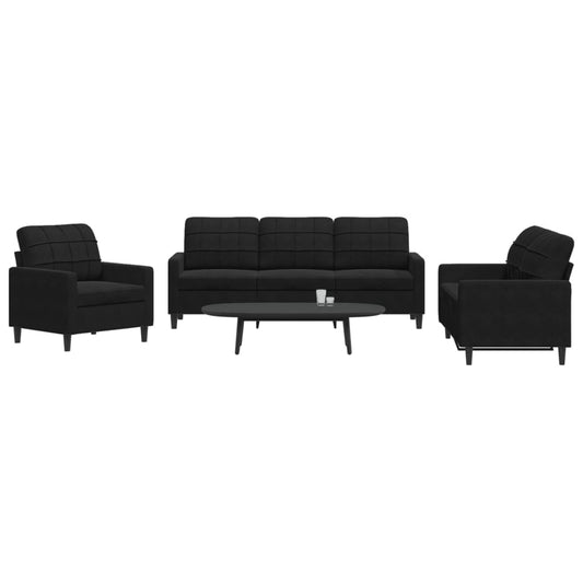 3-delige Loungeset met kussens fluweel zwart is nu te koop bij PeponiXL, paradijselijk wonen!