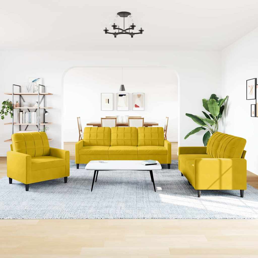 3-delige Loungeset met kussens fluweel geel is nu te koop bij PeponiXL, paradijselijk wonen!
