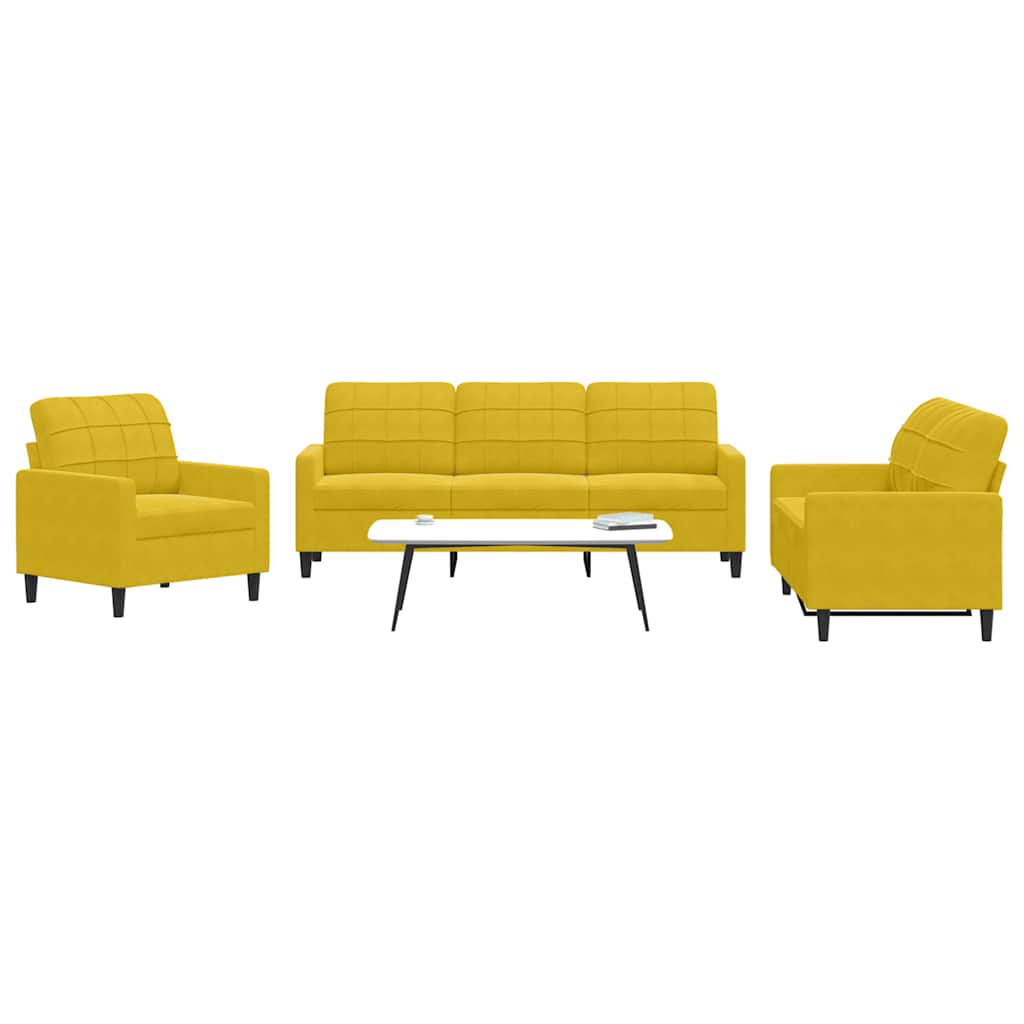 3-delige Loungeset met kussens fluweel geel is nu te koop bij PeponiXL, paradijselijk wonen!
