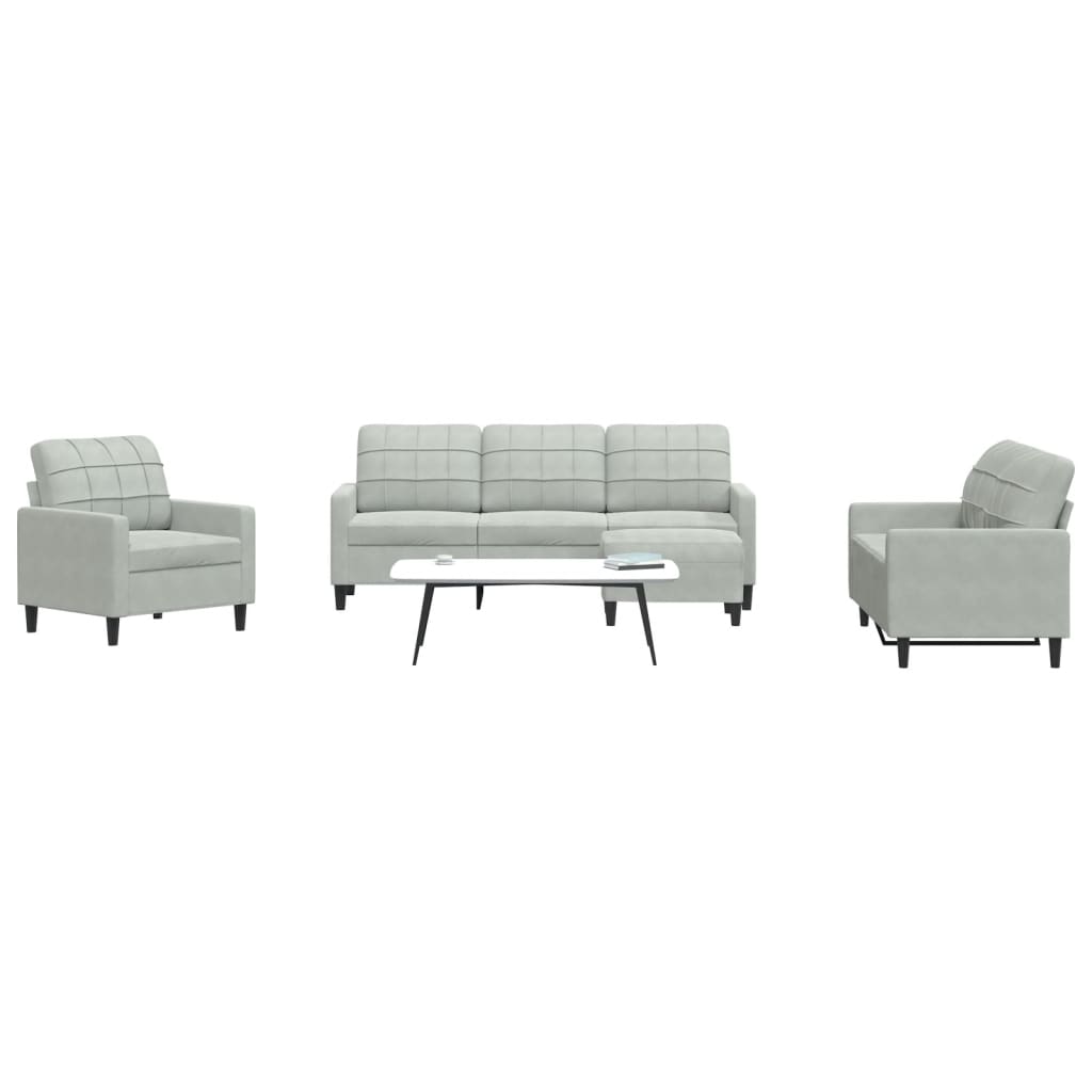 4-delige Loungeset met kussens fluweel lichtgrijs is nu te koop bij PeponiXL, paradijselijk wonen!