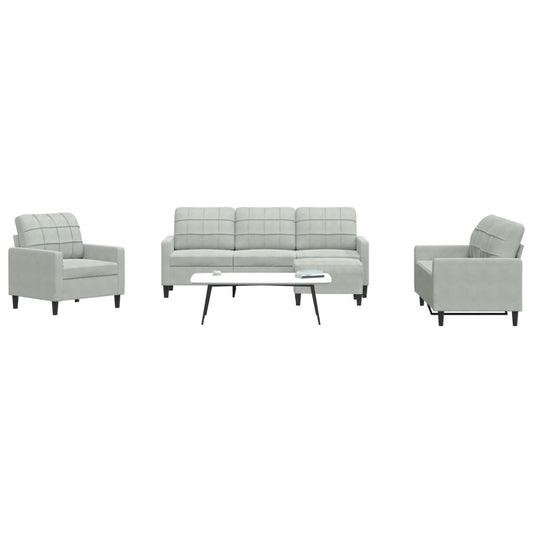 4-delige Loungeset met kussens fluweel lichtgrijs is nu te koop bij PeponiXL, paradijselijk wonen!