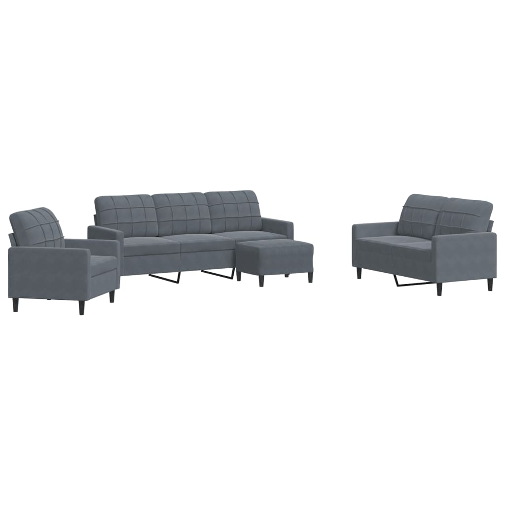 4-delige Loungeset met kussens fluweel donkergrijs is nu te koop bij PeponiXL, paradijselijk wonen!