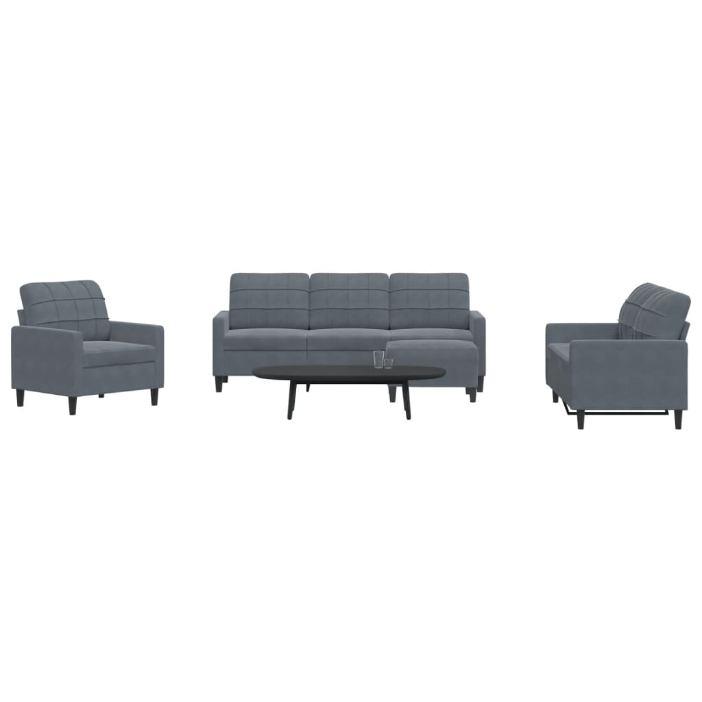4-delige Loungeset met kussens fluweel donkergrijs is nu te koop bij PeponiXL, paradijselijk wonen!