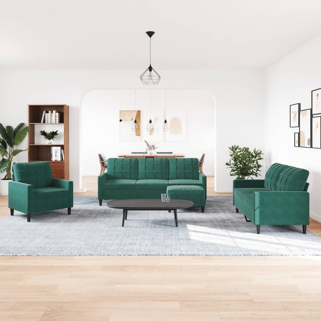4-delige Loungeset met kussens fluweel donkergroen is nu te koop bij PeponiXL, paradijselijk wonen!