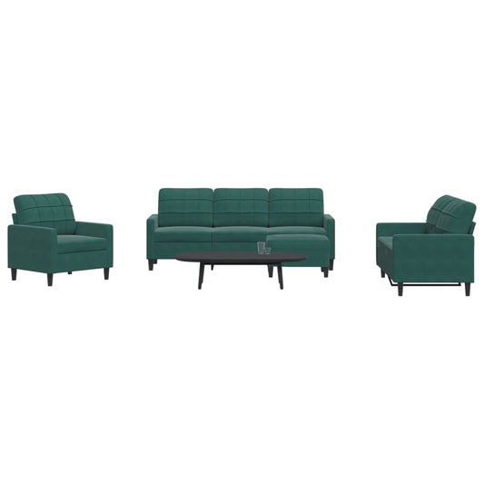 4-delige Loungeset met kussens fluweel donkergroen is nu te koop bij PeponiXL, paradijselijk wonen!