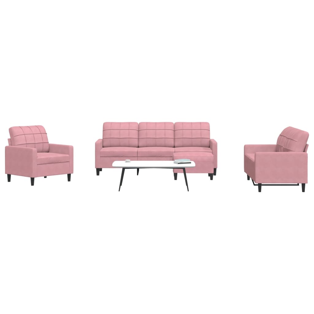 4-delige Loungeset met kussens fluweel roze is nu te koop bij PeponiXL, paradijselijk wonen!