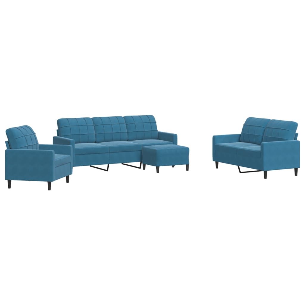 4-delige Loungeset met kussens fluweel blauw is nu te koop bij PeponiXL, paradijselijk wonen!