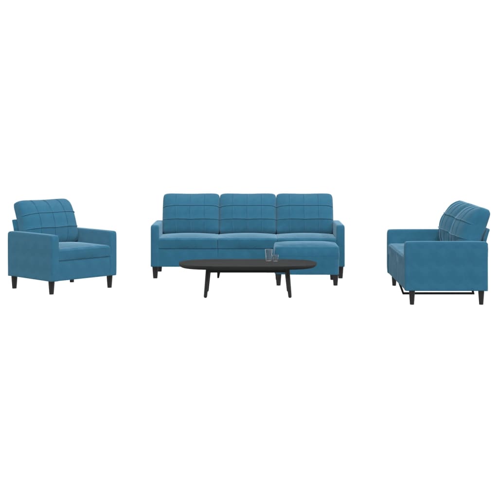 4-delige Loungeset met kussens fluweel blauw is nu te koop bij PeponiXL, paradijselijk wonen!