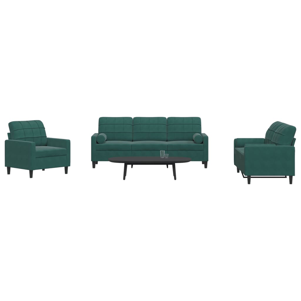 3-delige Loungeset met kussens en bolsters fluweel donkergroen is nu te koop bij PeponiXL, paradijselijk wonen!