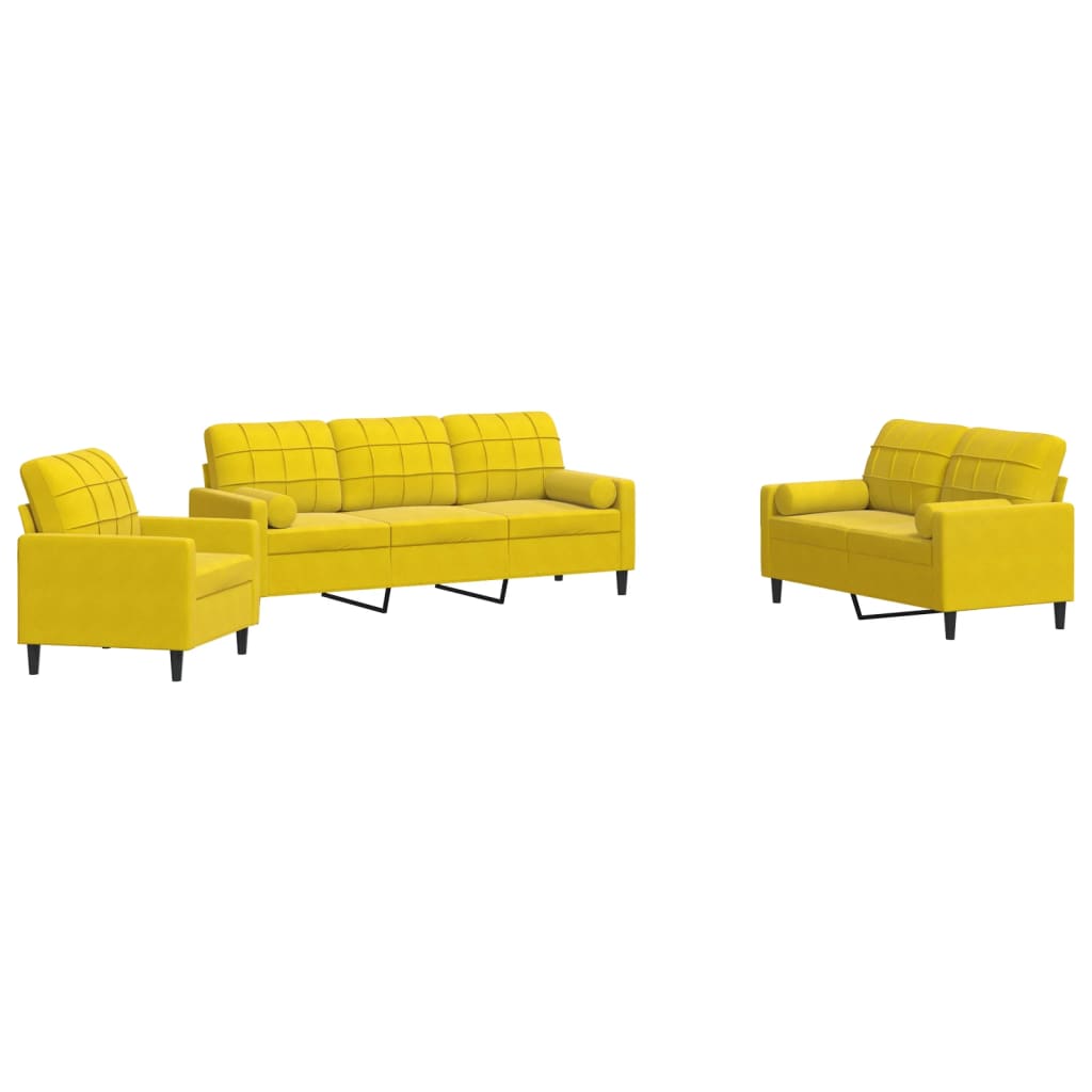 3-delige Loungeset met kussens en bolsters fluweel geel is nu te koop bij PeponiXL, paradijselijk wonen!