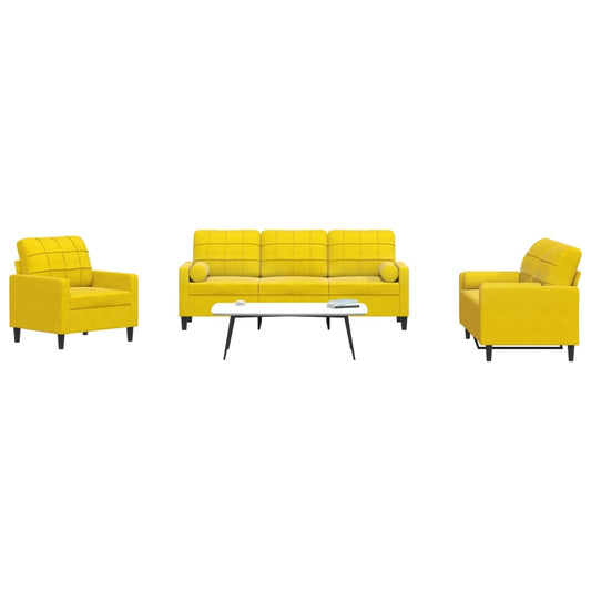 3-delige Loungeset met kussens en bolsters fluweel geel is nu te koop bij PeponiXL, paradijselijk wonen!