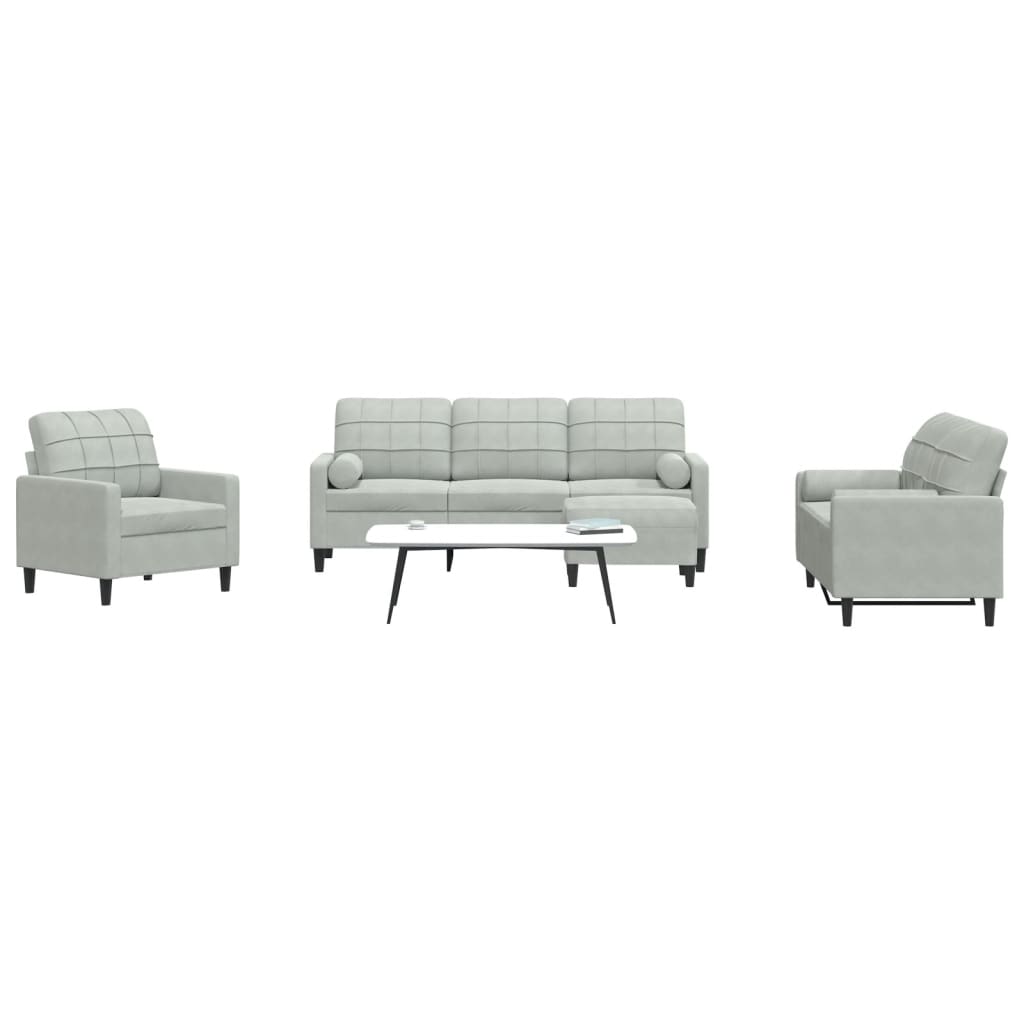 4-delige Loungeset met kussens en bolsters fluweel lichtgrijs is nu te koop bij PeponiXL, paradijselijk wonen!