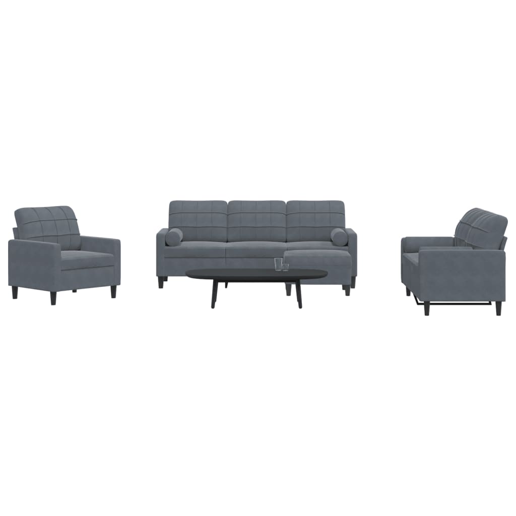 4-delige Loungeset met kussens en bolsters fluweel donkergrijs is nu te koop bij PeponiXL, paradijselijk wonen!