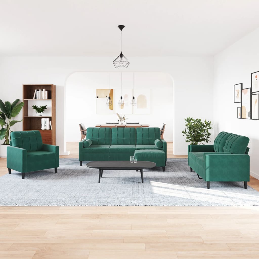 4-delige Loungeset met kussens en bolsters fluweel donkergroen is nu te koop bij PeponiXL, paradijselijk wonen!