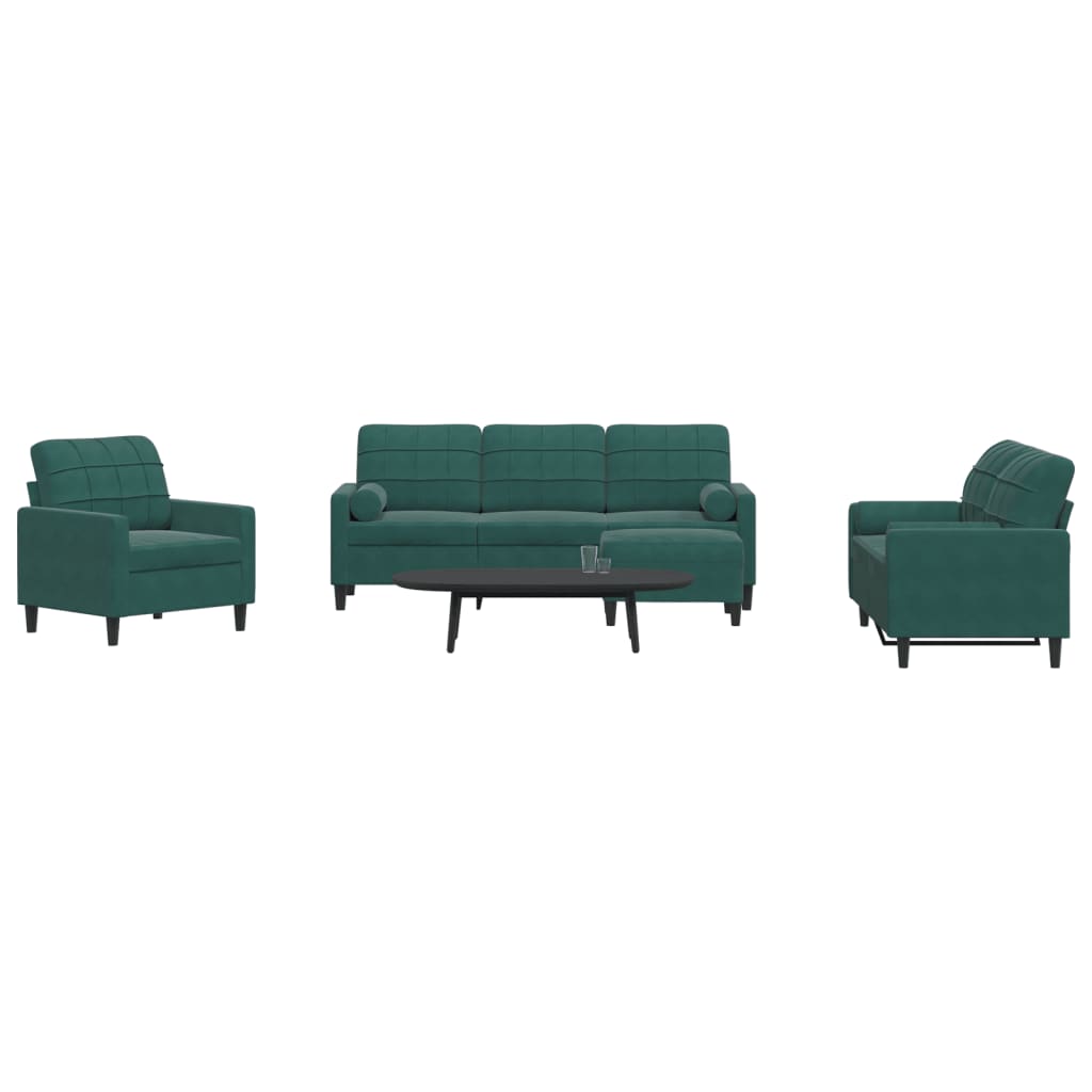 4-delige Loungeset met kussens en bolsters fluweel donkergroen is nu te koop bij PeponiXL, paradijselijk wonen!